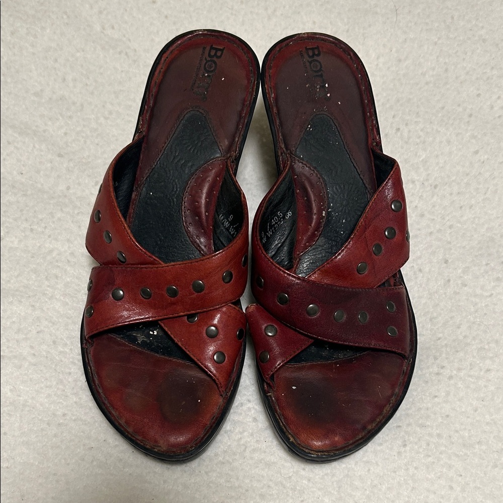 Born Women's Red Leather Mules